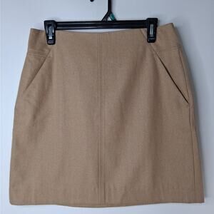 Loft Mini Skirt Women's Size 4 Beige Wool Blend Office Work Professional Pockets